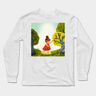 Enchanted Dreams: A Girl's Journey in the Magic Forest Long Sleeve T-Shirt